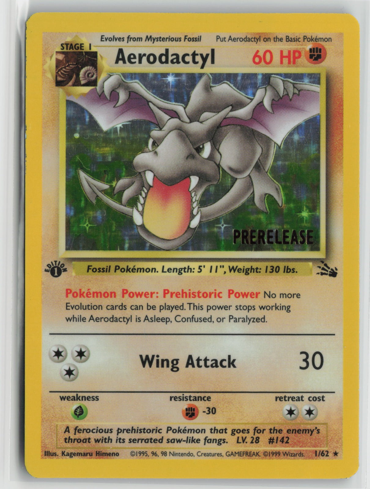 Aerodactyl (Prerelease) Promo 1st Edition Holo PR 01/62 MP
