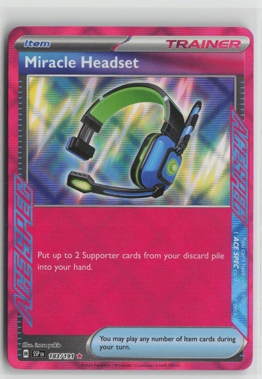 Miracle Headset ACE SPEC Rare Holo SSP 183/191 NM