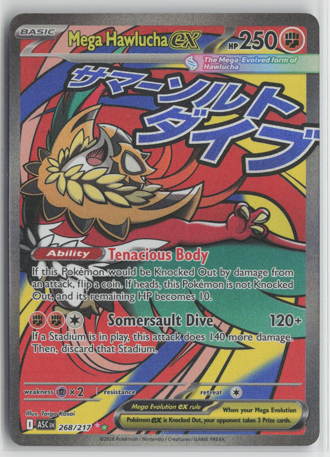 Mega Hawlucha ex Mega Attack Rare Holo ASC 268/217 NM