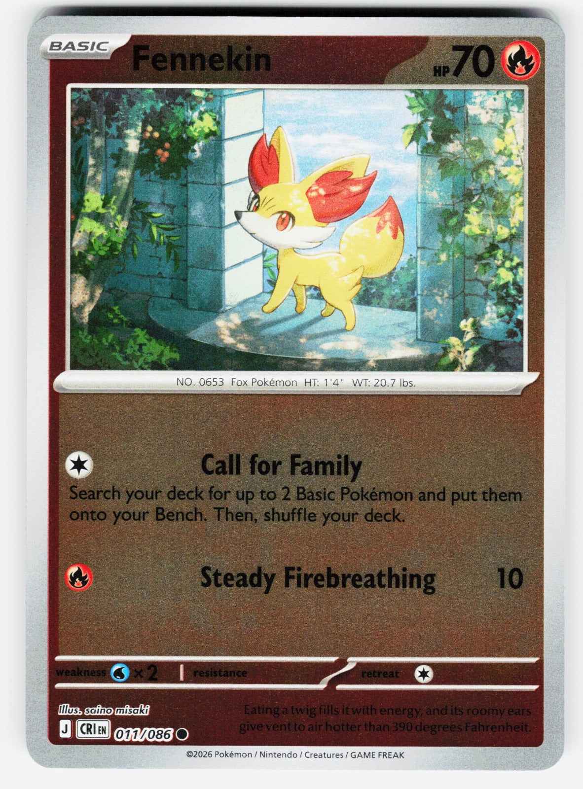 Fennekin Common Reverse Holo CRI 011/086 NM