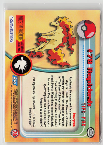 Rapidash #78 Topps TV Animation Series 1999 Non-Holo NM (Back)