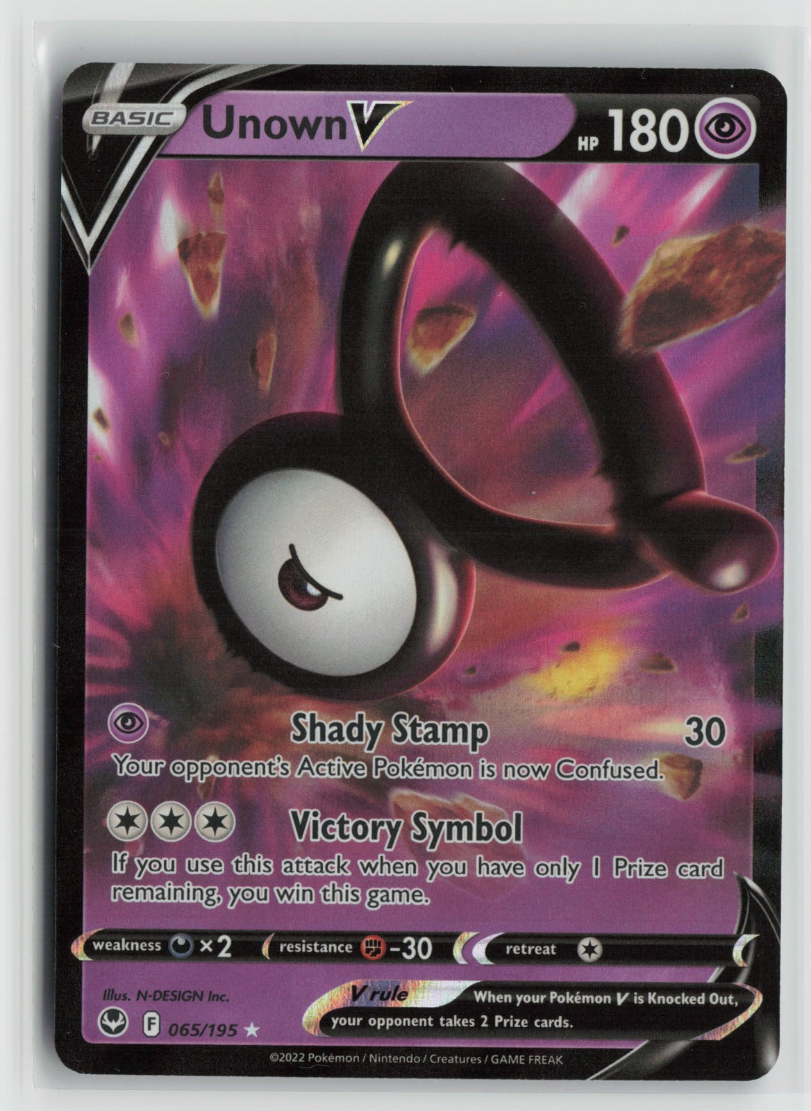 Unown V Ultra Rare Holo SWSH12 065/195 NM