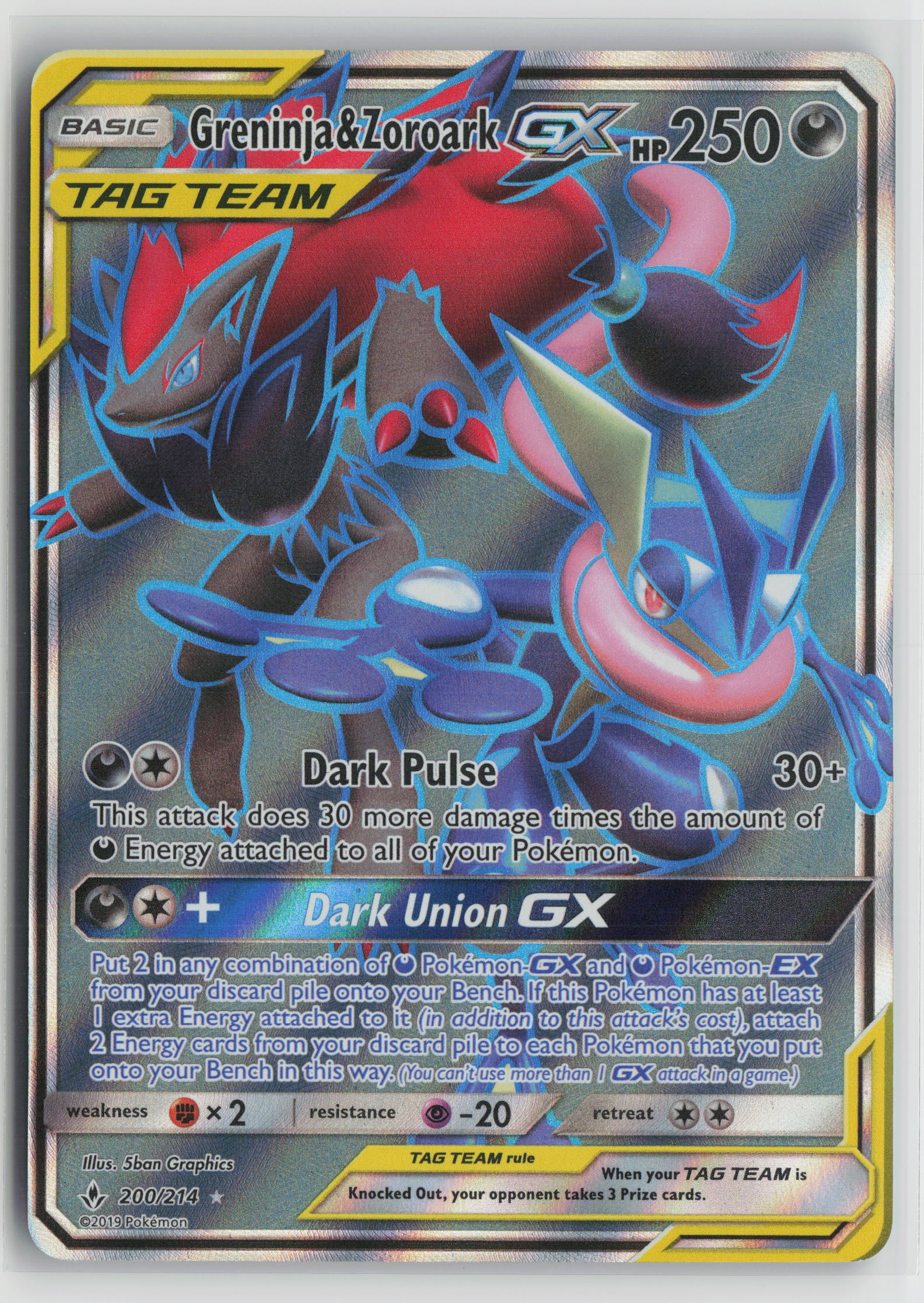 Greninja & Zoroark GX (200) (Full Art) Ultra Rare Holo SM10 200/214 NM