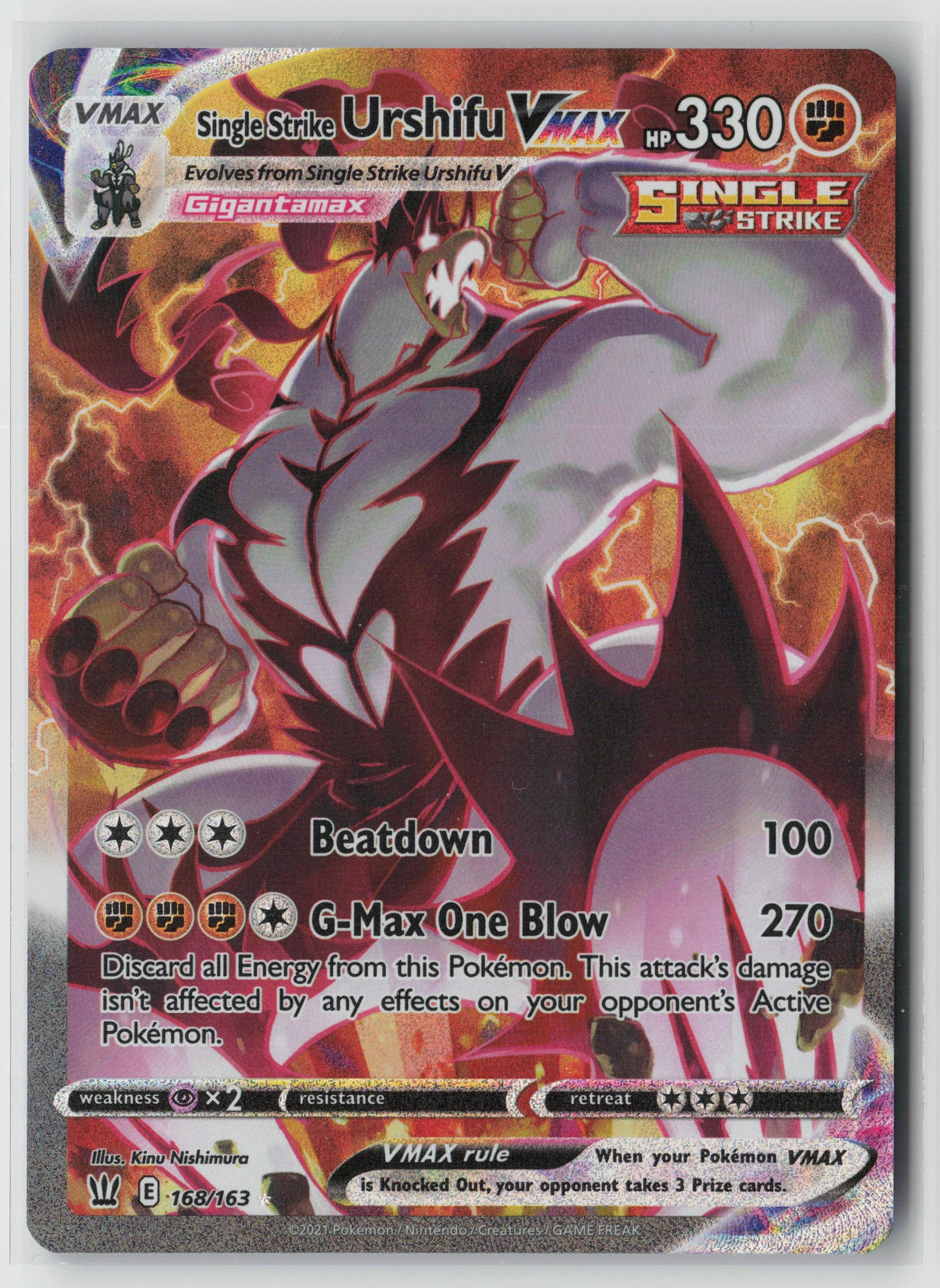 Single Strike Urshifu VMAX (Alternate Art Secret) Secret Rare SWSH05: Battle Styles 168/163 NM