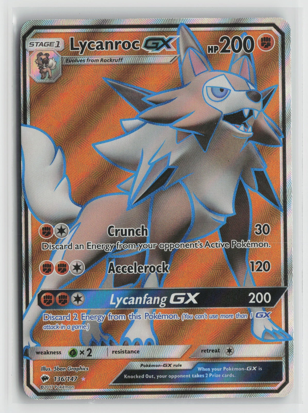 Lycanroc GX (Full Art) Ultra Rare Holo SM03 136/147 NM