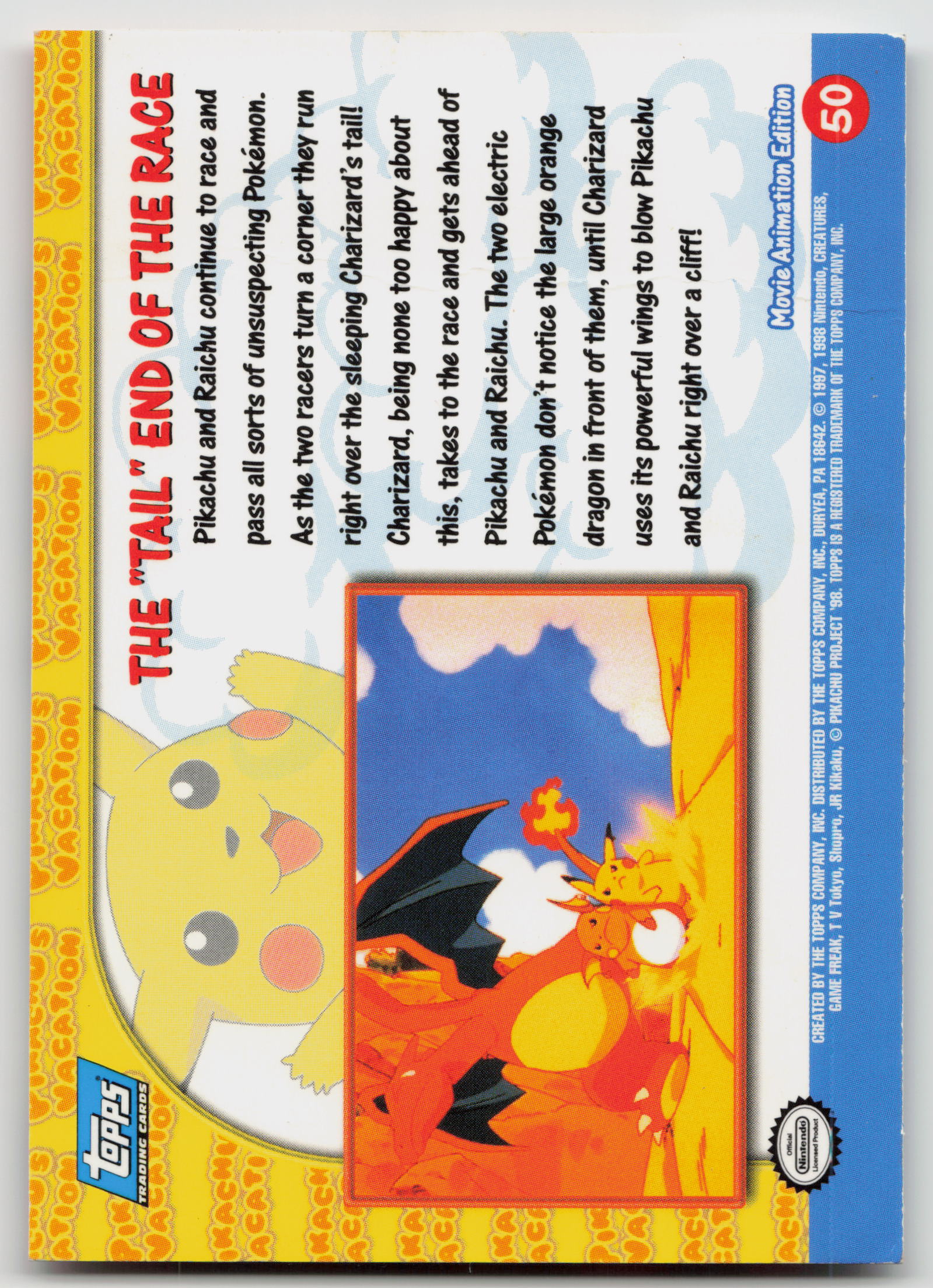 The "Tail" End Of The Race Pikachu's Vacation#50 Topps Movie Animation Edition LP (Back)