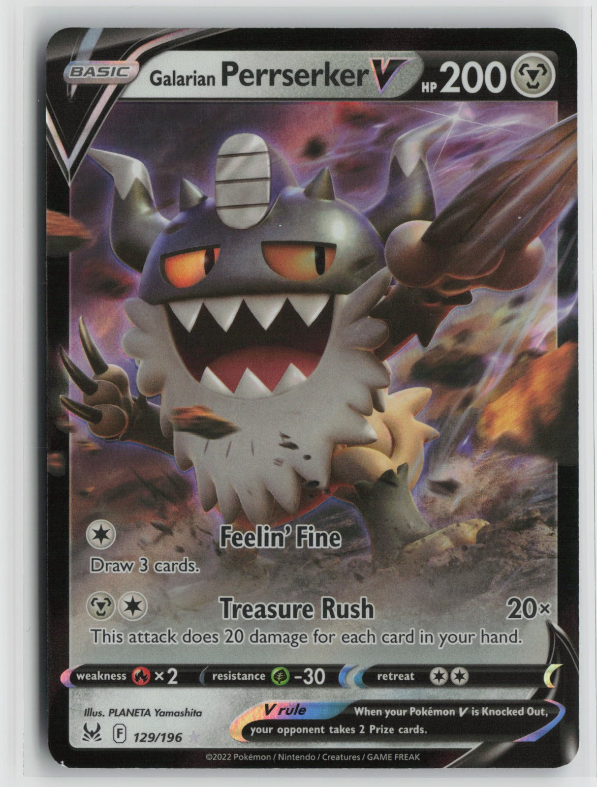 Galarian Perrserker V Ultra Rare Holo SWSH11 129/196 NM