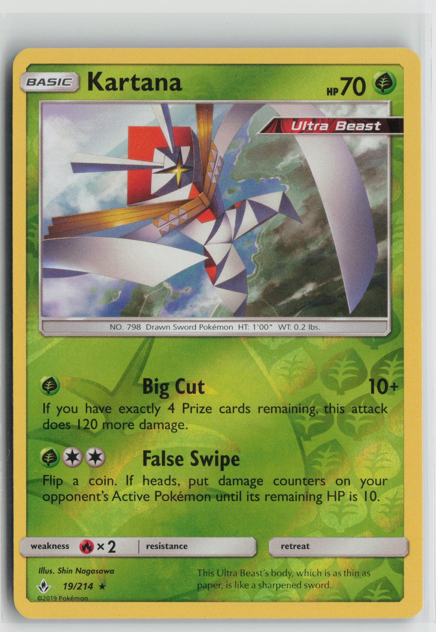 Kartana Holo Rare Reverse Holo SM10 19/214 NM