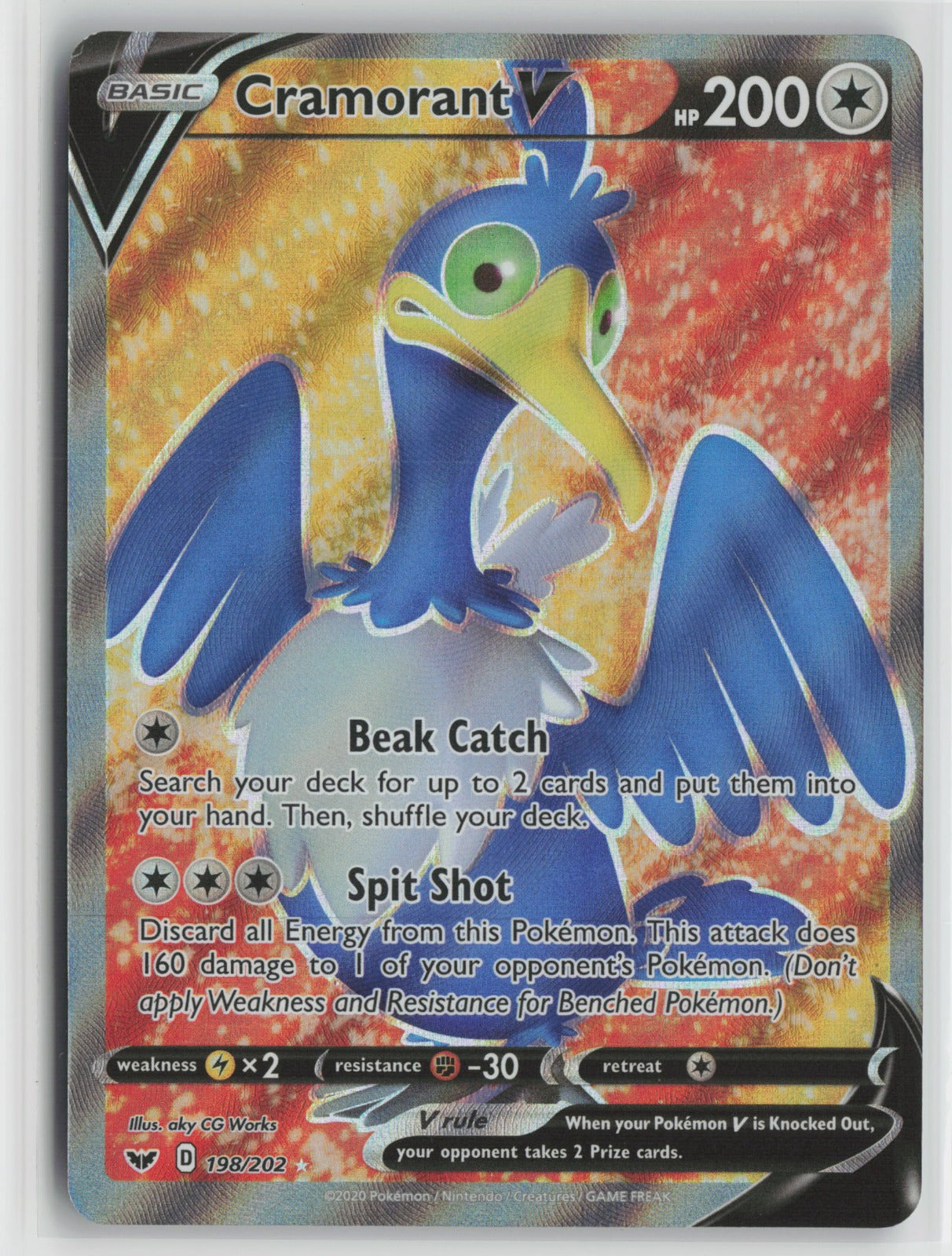 Cramorant V (Full Art) Ultra Rare Holo SWSH01 198/202 NM