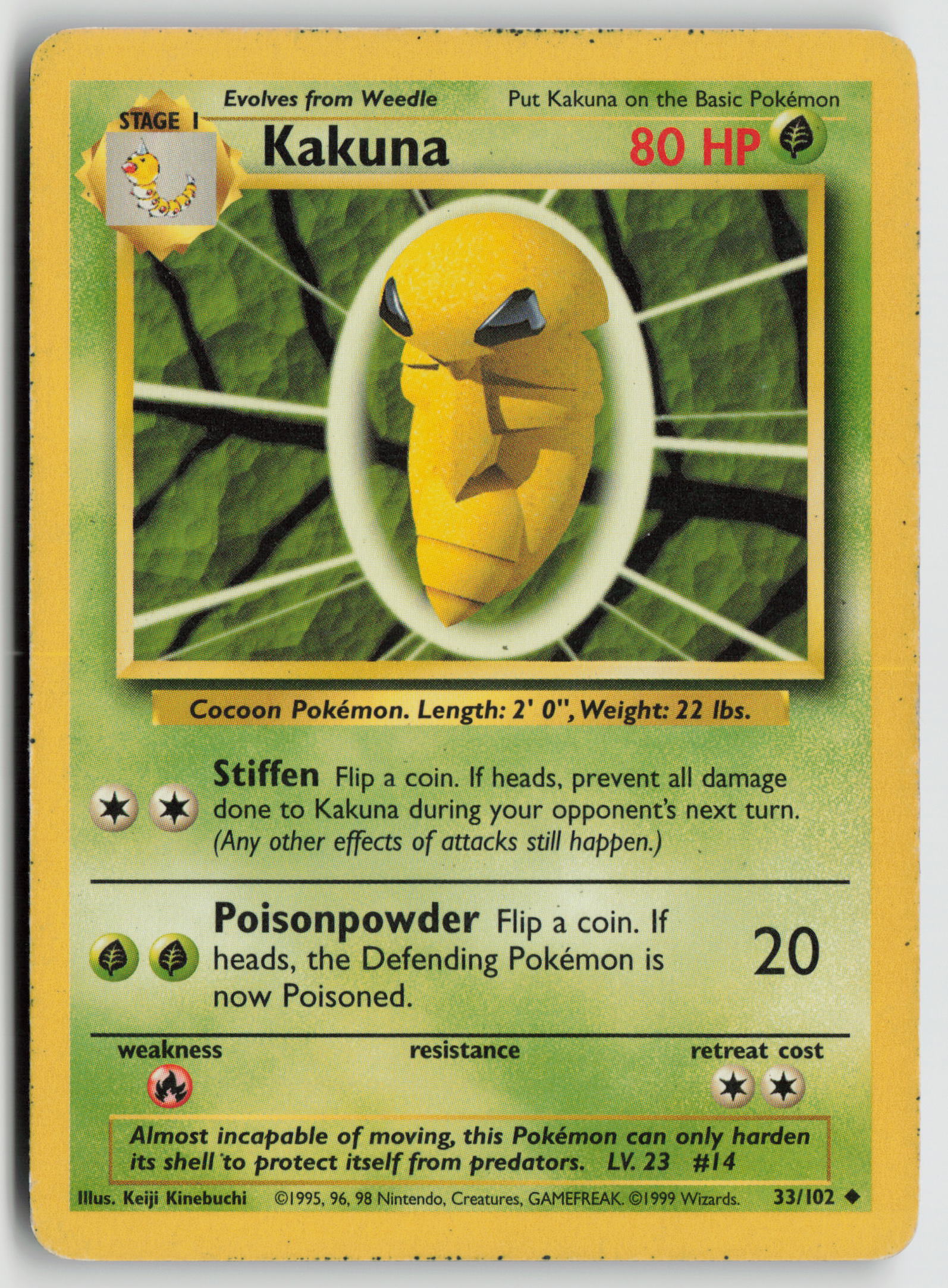 Kakuna Uncommon Base Set 033/102 DMG