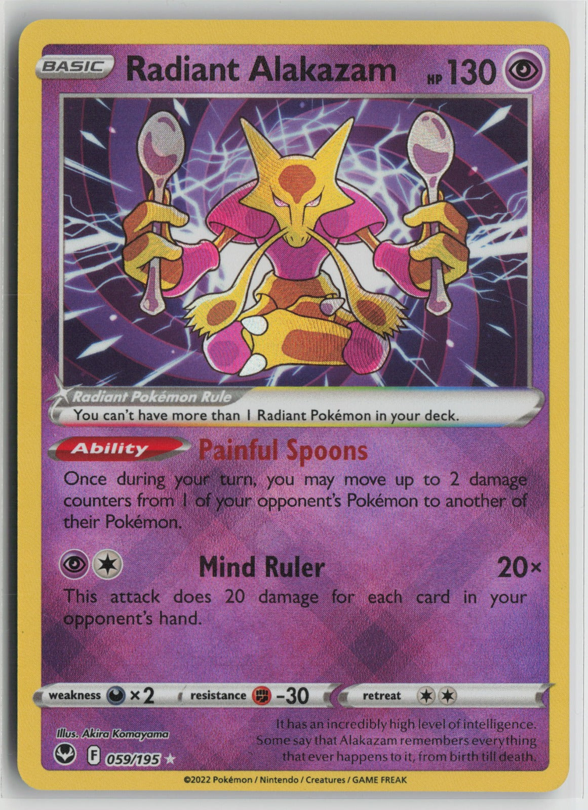 Radiant Alakazam Radiant Rare Holo SWSH12 059/195 NM