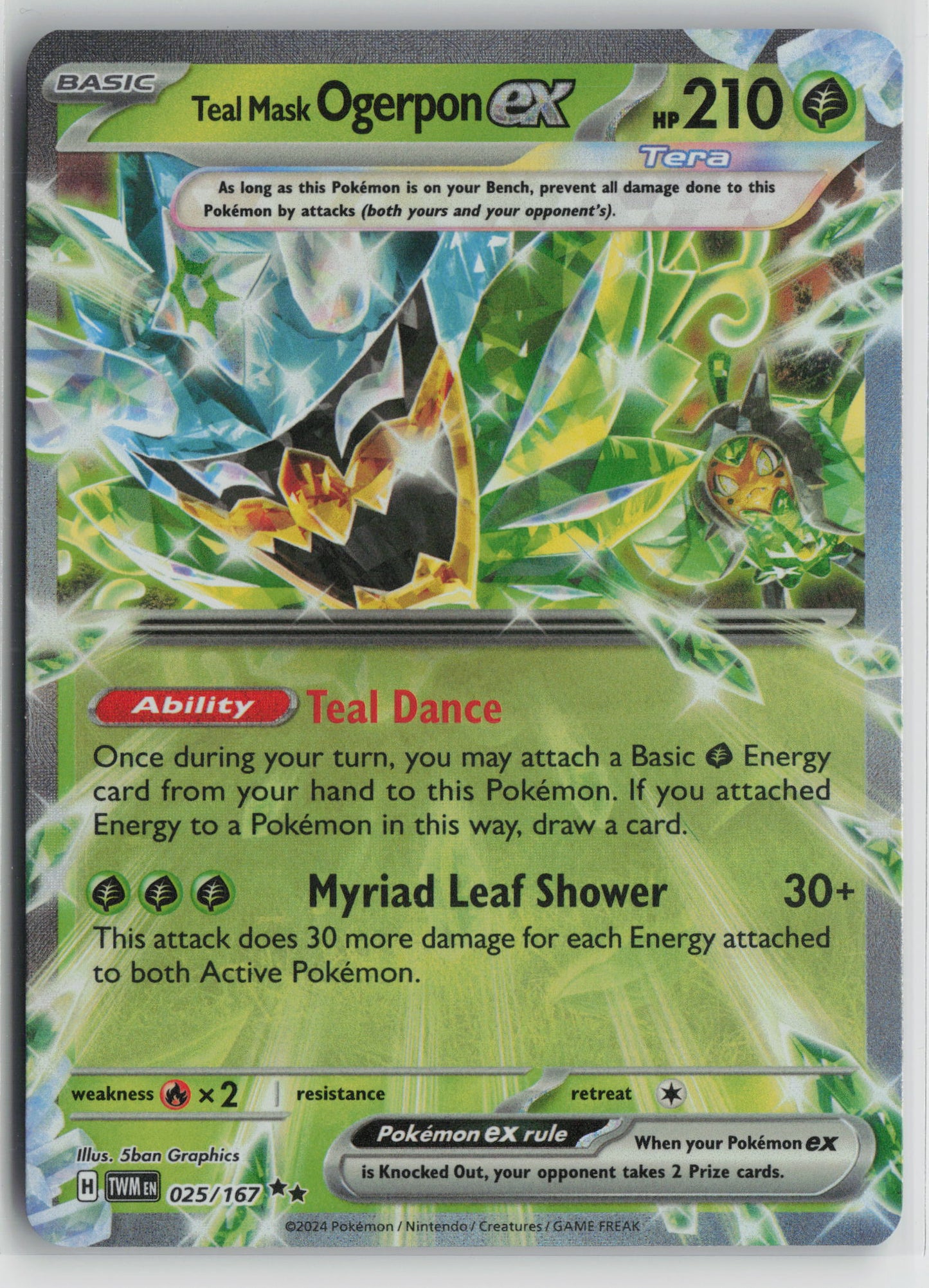 Teal Mask Ogerpon ex - Double Rare SV06: Twilight Masquerade 025/167 NM
