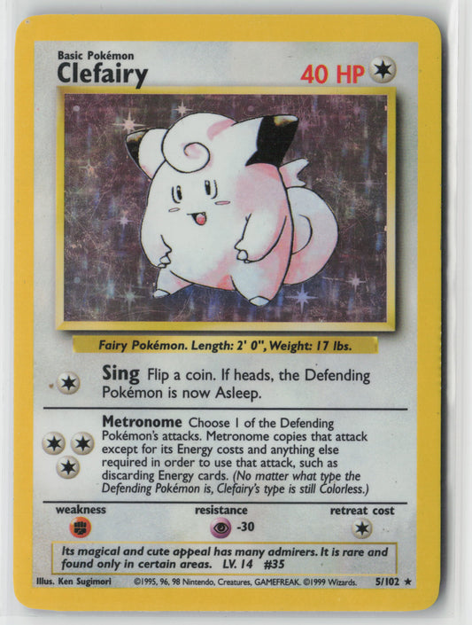 Clefairy Holo Rare Base Set 005/102 MP