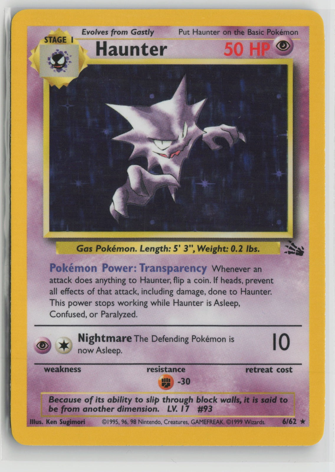 Haunter (6) Holo Rare Unlimited Holo FO 06/62 LP