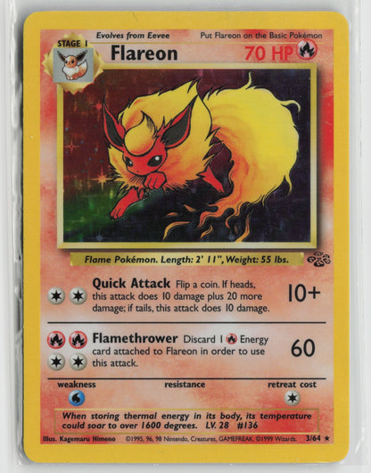 Flareon (3) Holo Rare Unlimited Holo JU 03/64 LP