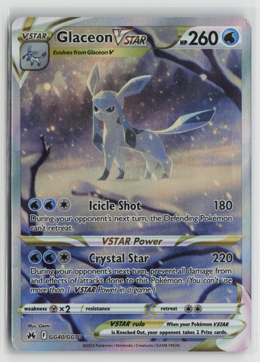 Glaceon VSTAR Ultra Rare Holo CRZ:GG GG40/GG70 NM