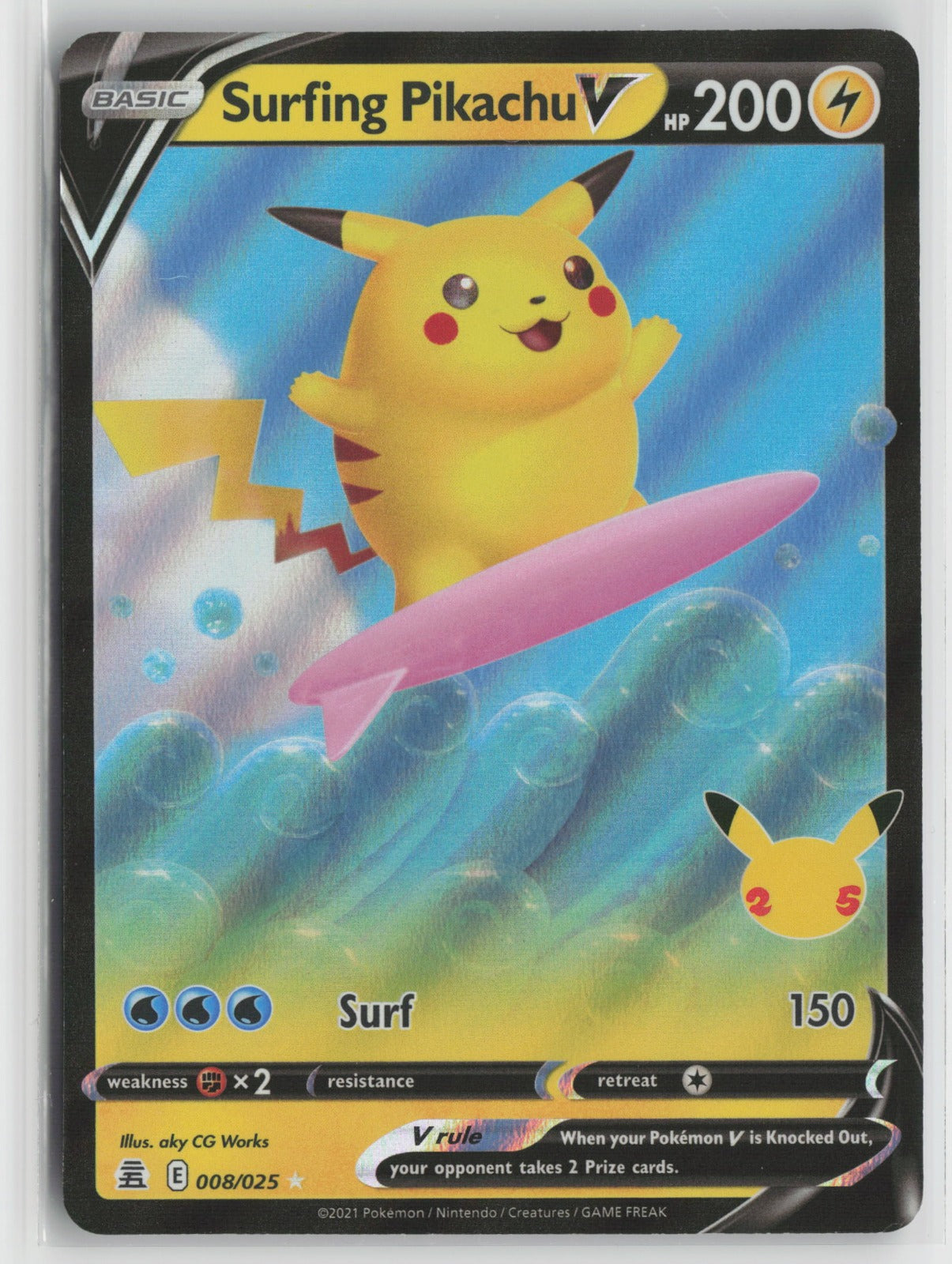 Surfing Pikachu V Ultra Rare Holo CLB 008/025 NM