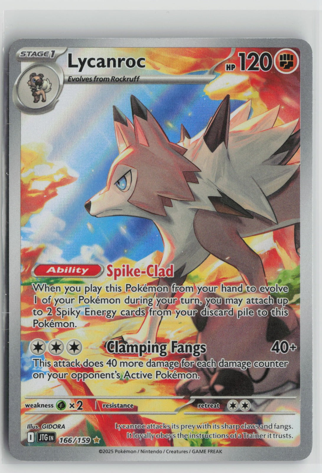 Lycanroc - Illustration Rare Holo JTG 166/159 NM