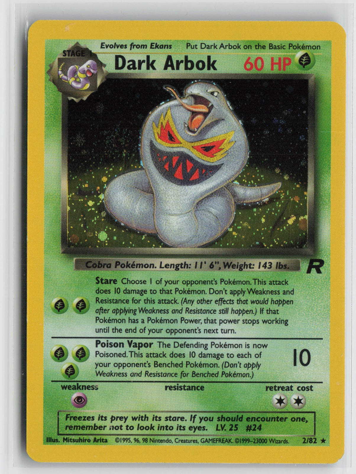 Dark Arbok (2) Holo Rare Unlimited TR 02/82 LP - SWIRL