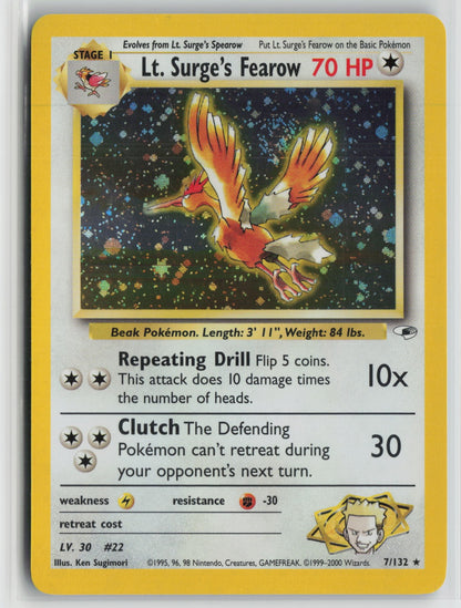Lt. Surge's Fearow Holo Rare Unlimited G1 007/132 NM - SWIRL