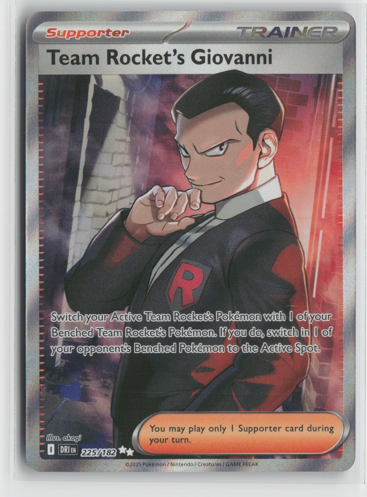 Team Rocket's Giovanni Ultra Rare Holo DRI 225/182 NM
