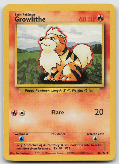Growlithe Uncommon Normal BS 028/102 HP