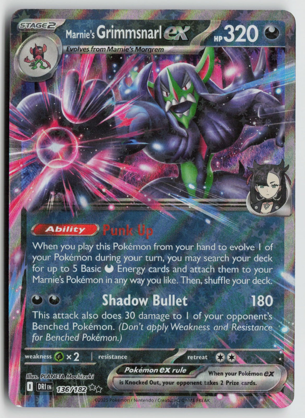 Marnie's Grimmsnarl ex Double Rare Holo DRI 136/182 LP
