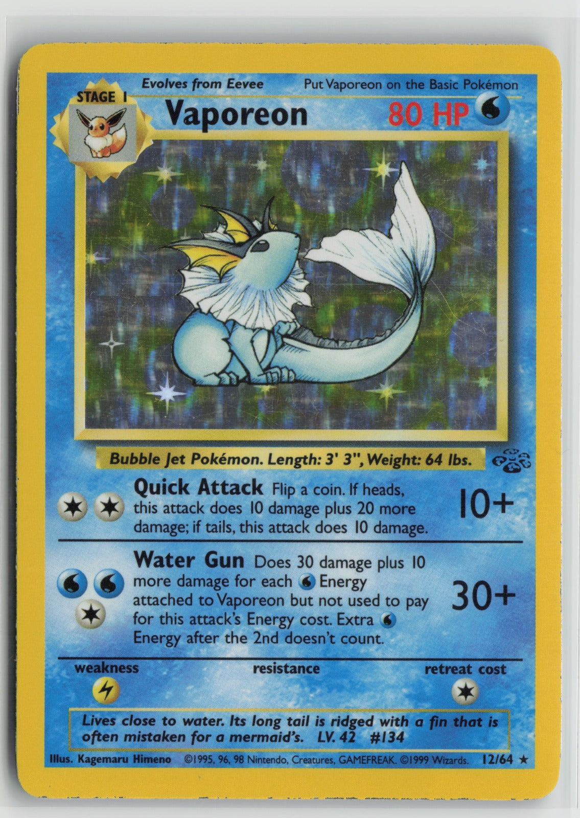 Vaporeon (12) Holo Rare Unlimited JU 12/64 MP