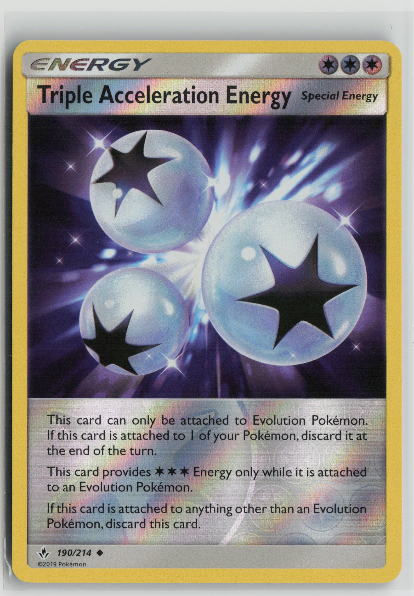 Triple Acceleration Energy Uncommon Reverse Holo SM10 190/214 NM