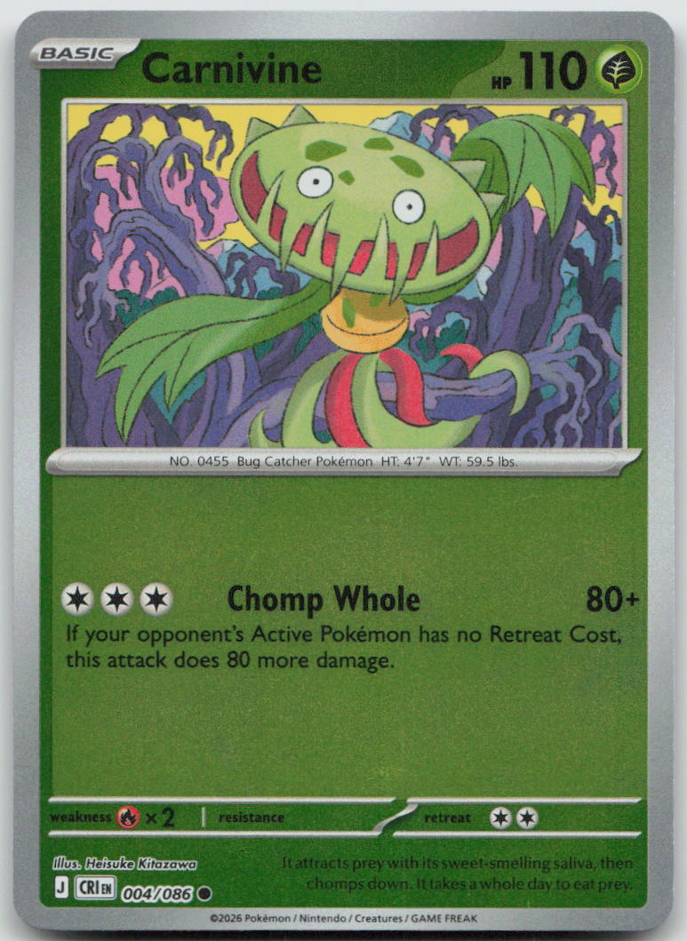 Carnivine Common Reverse Holo CRI 004/086 NM
