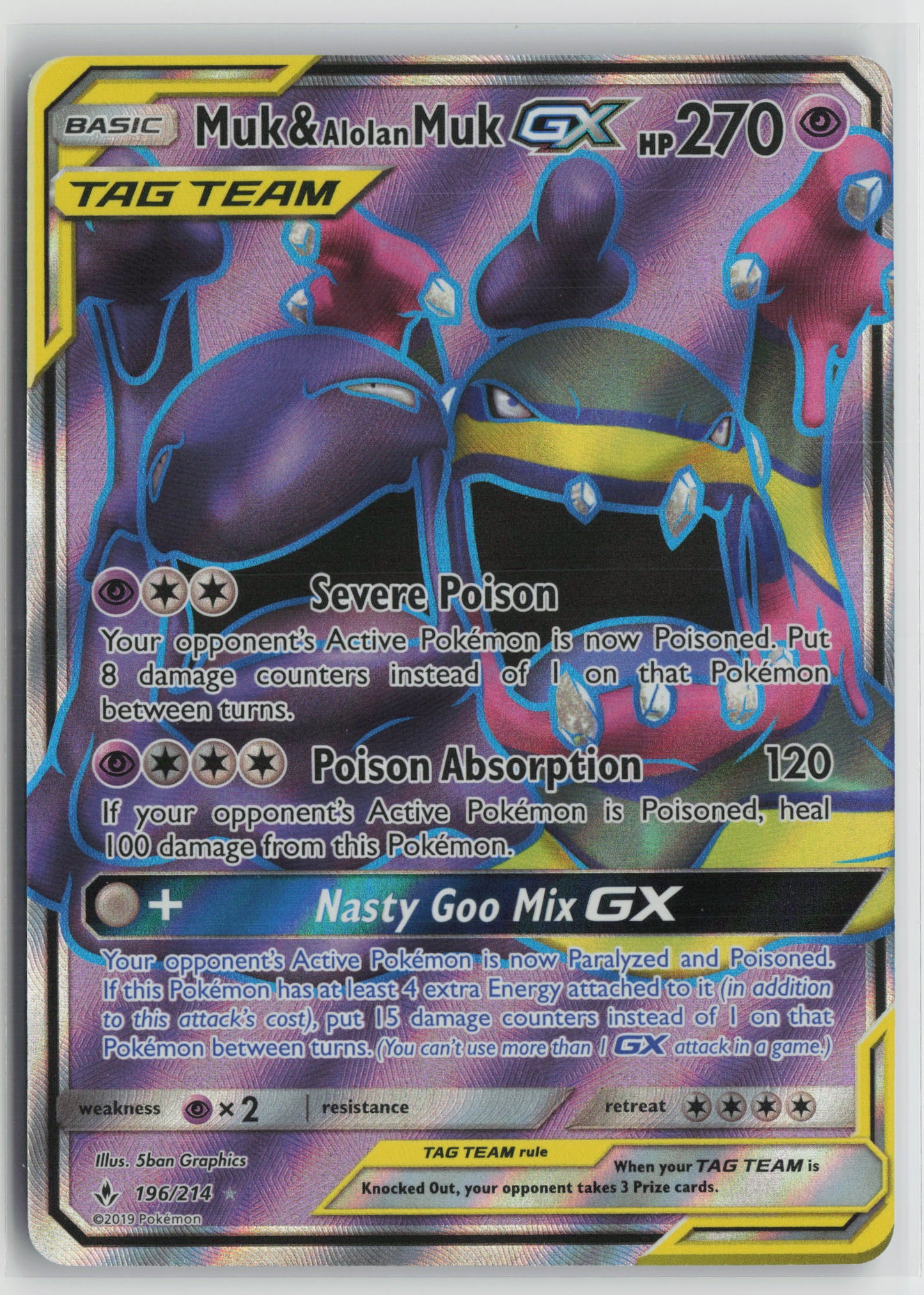 Muk & Alolan Muk GX (196) (Full Art) Ultra Rare Holo SM10 196/214 NM