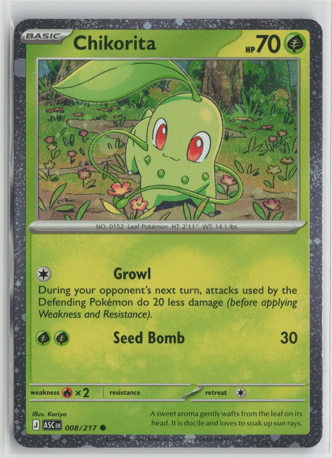 Chikorita (Cosmos Holo) Common Holo MCAP 008/217 NM