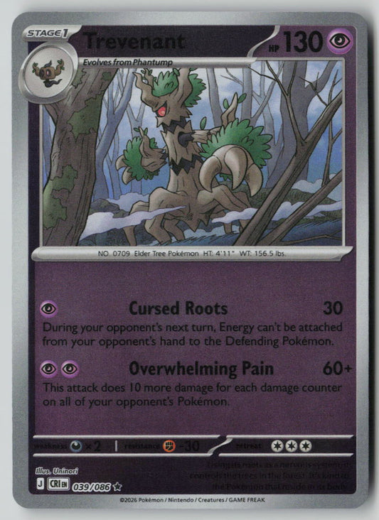 Trevenant Rare Reverse Holo CRI 039/086 NM
