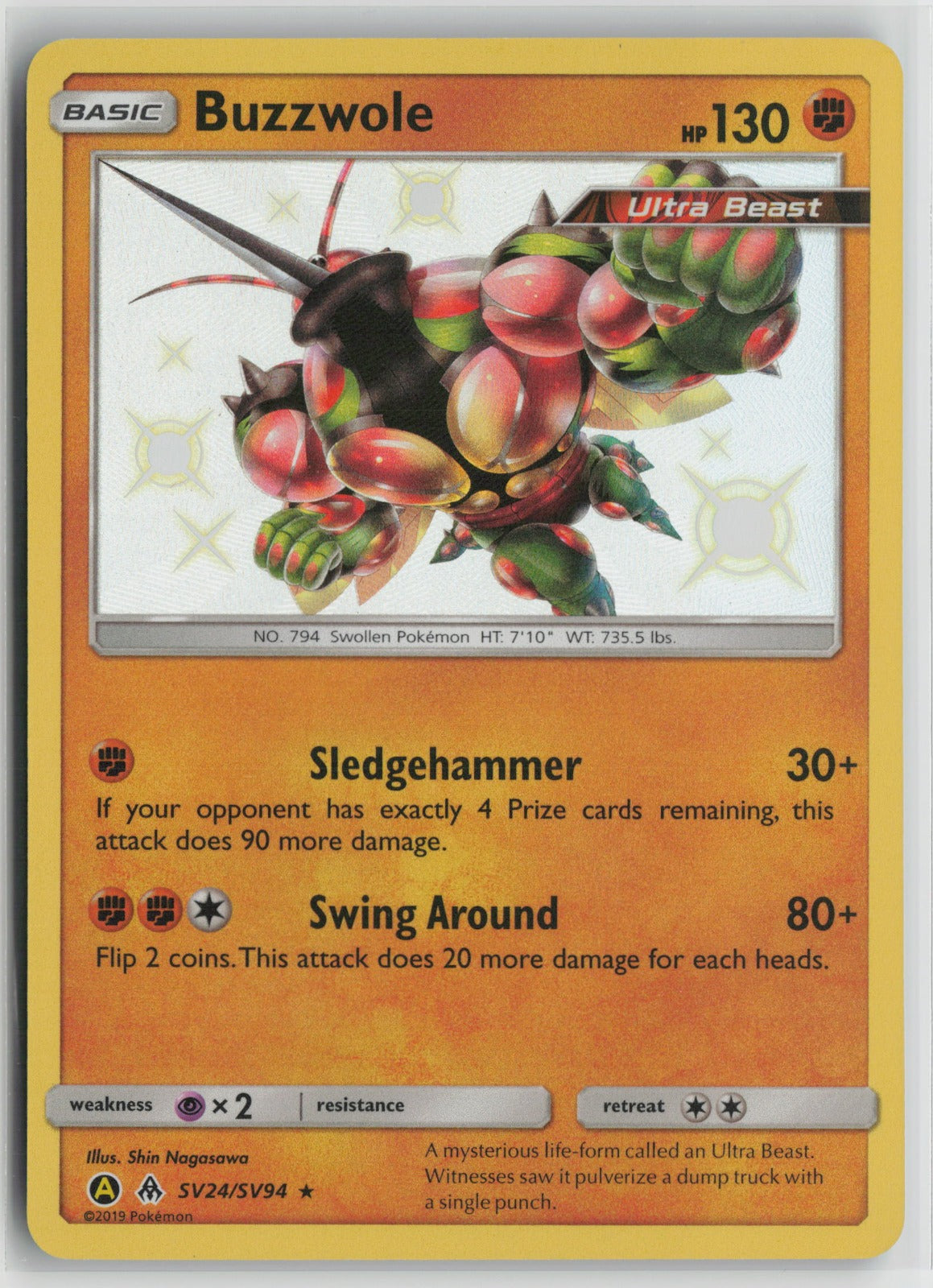 Buzzwole Shiny Holo Rare Holo HIF:SV SV24/SV94 NM