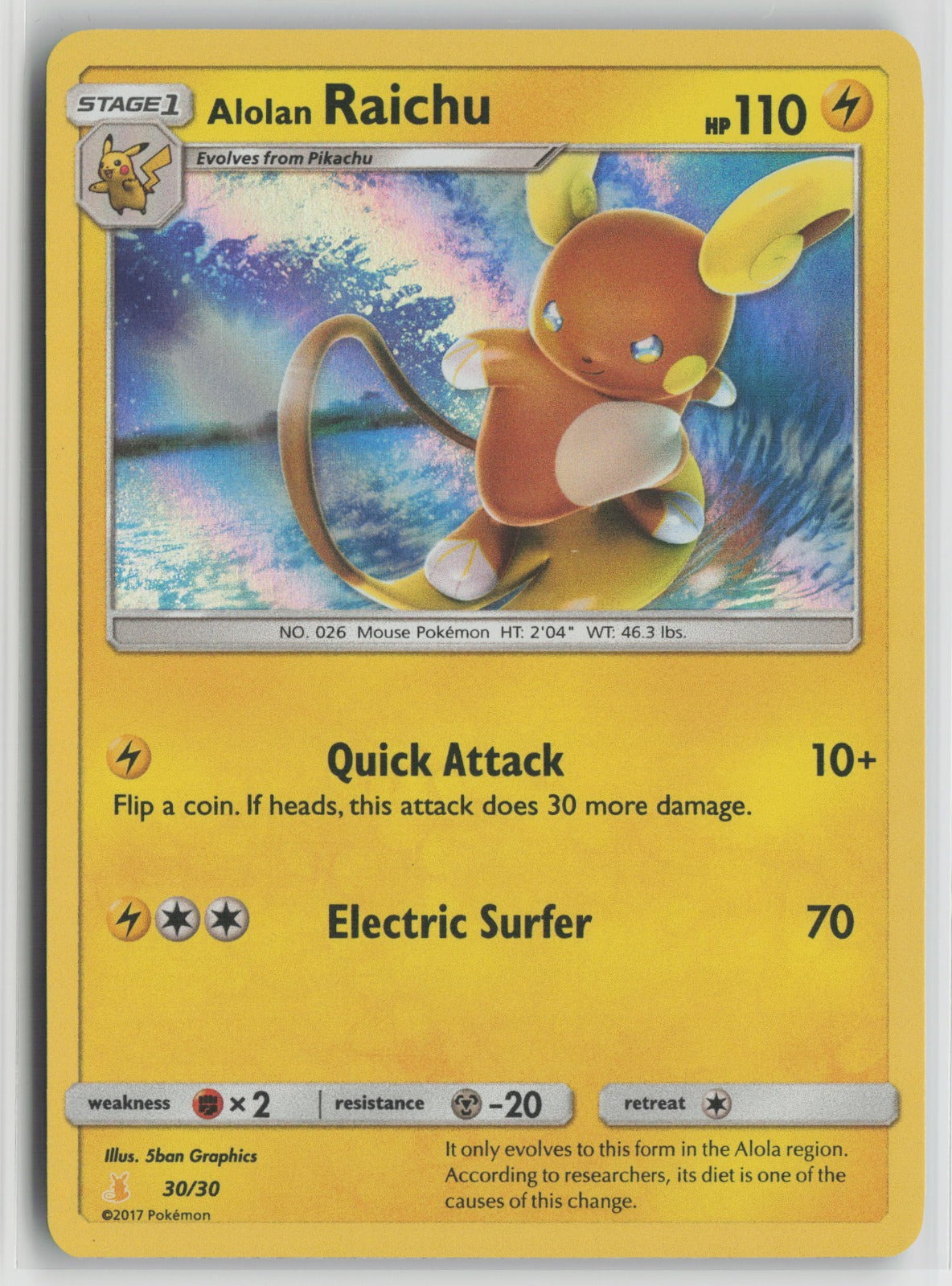 Alolan Raichu (#30 Holofoil) Uncommon Holo SMK1 30/30 NM