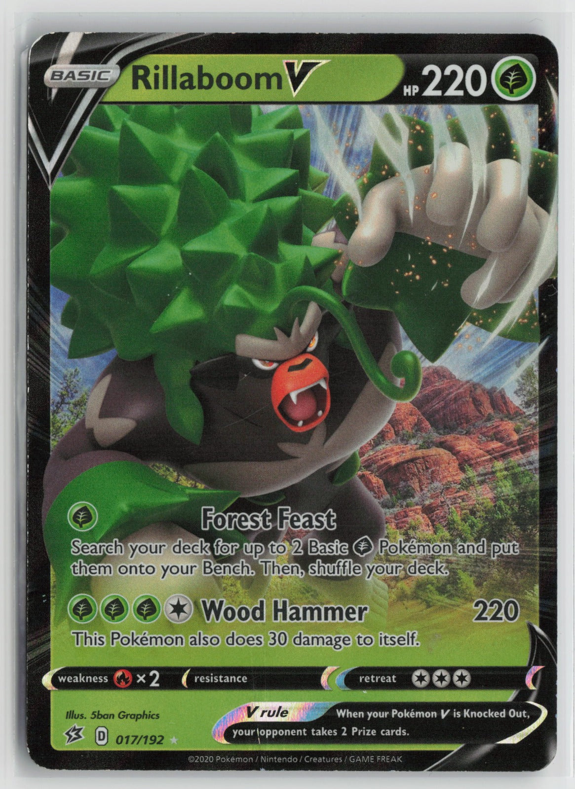 Rillaboom V Ultra Rare Holo SWSH02 017/192 DMG