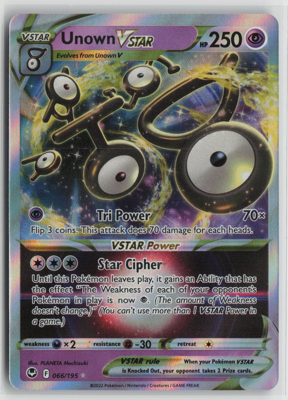 Unown VSTAR Ultra Rare Holo SWSH12 066/195 NM