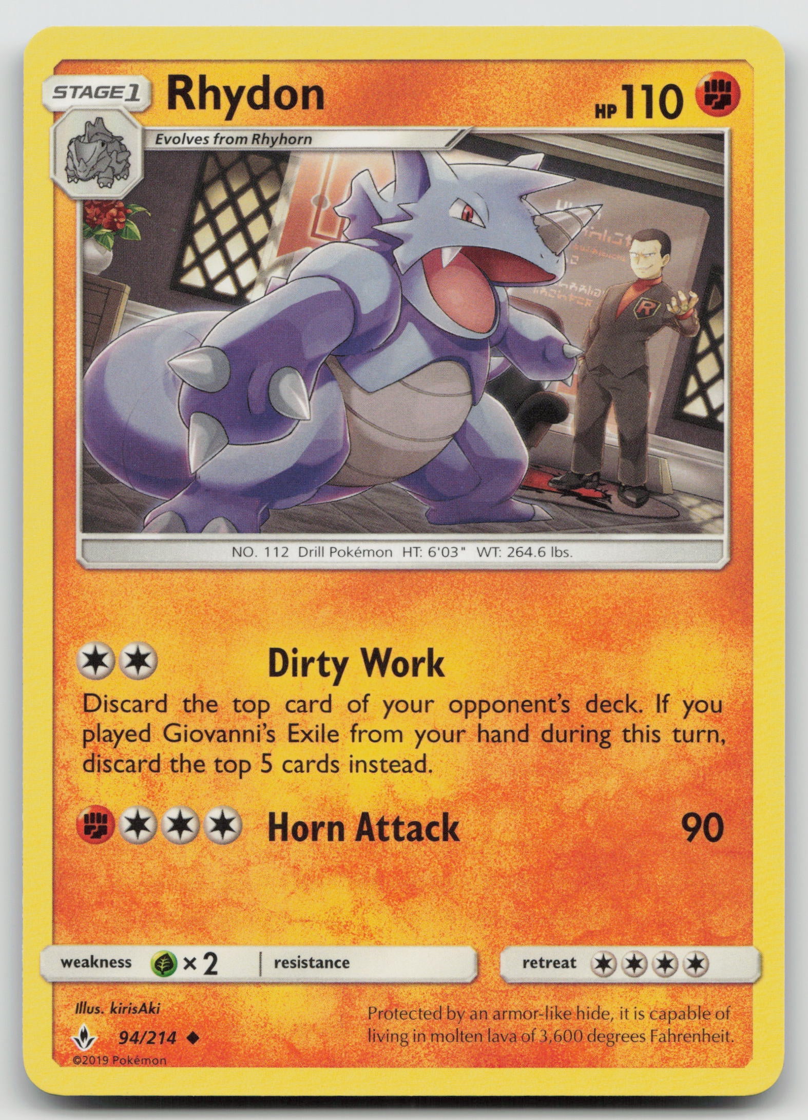 Rhydon Uncommon Normal SM10 94/214 NM