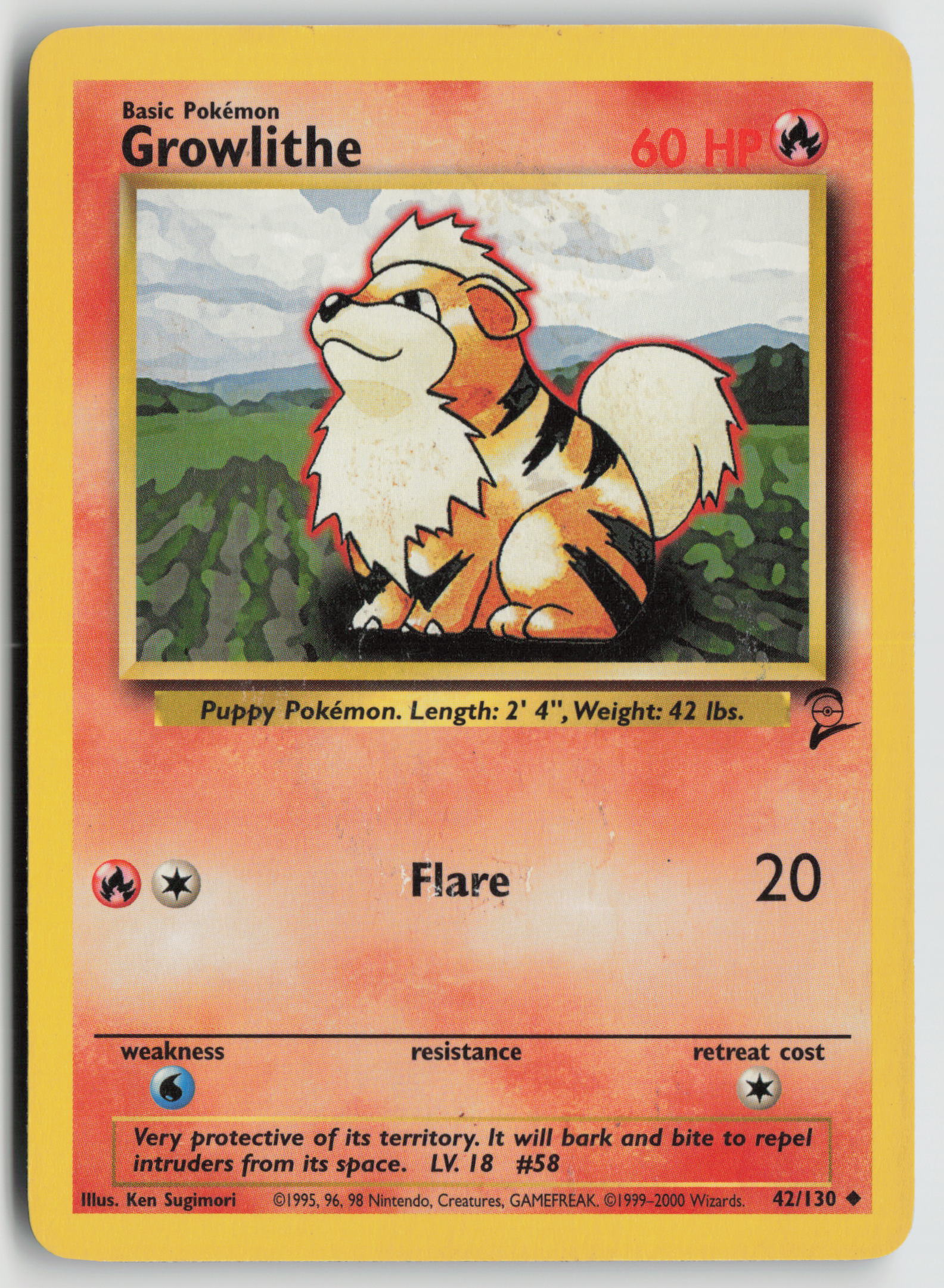 Growlithe Uncommon Base Set 2 042/130 DMG