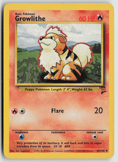 Growlithe Uncommon Base Set 2 042/130 DMG