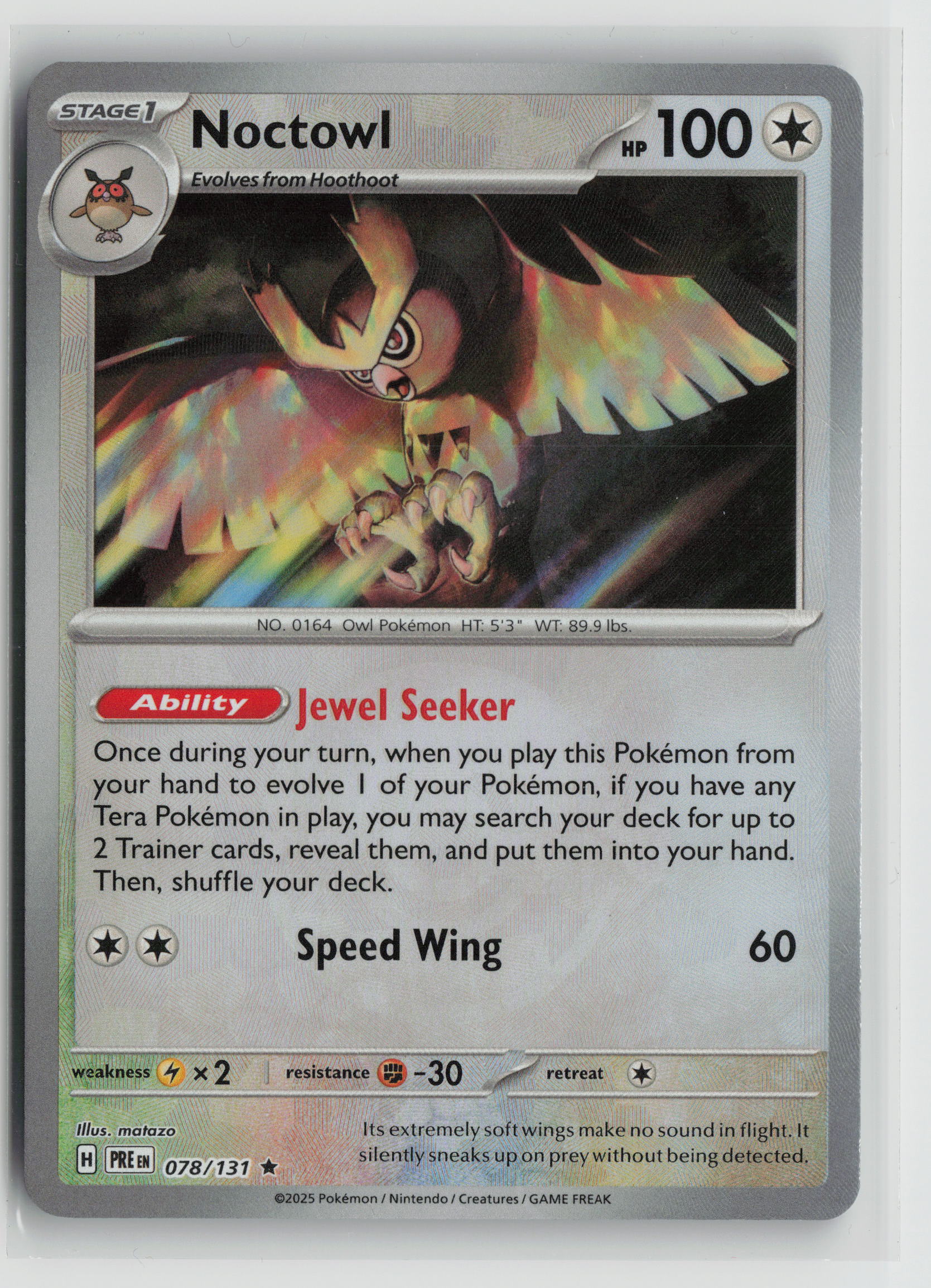 Noctowl (Poke Ball Pattern) Rare SV: Prismatic Evolutions 078/131 NM-A