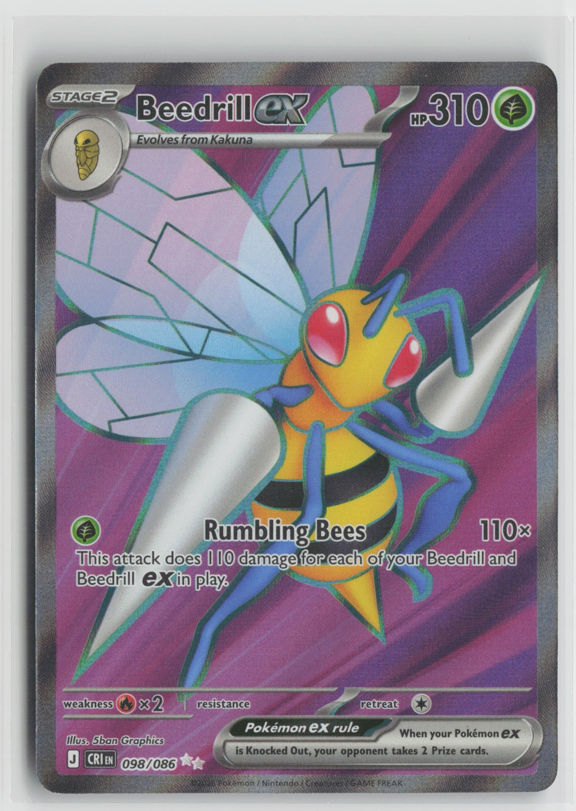 Beedrill ex Ultra Rare Holo CRI 098/086 NM