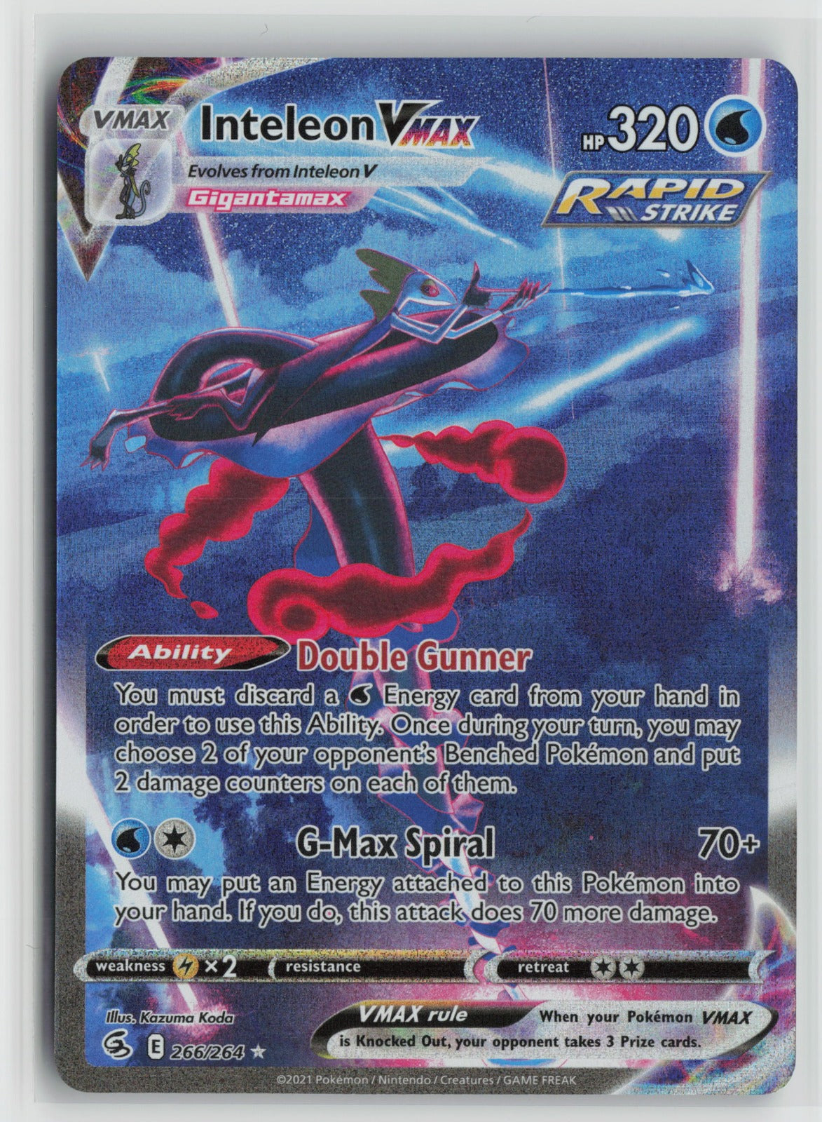 Inteleon VMAX (Alternate Art Secret) Secret Rare Holo SWSH08 266/264 NM
