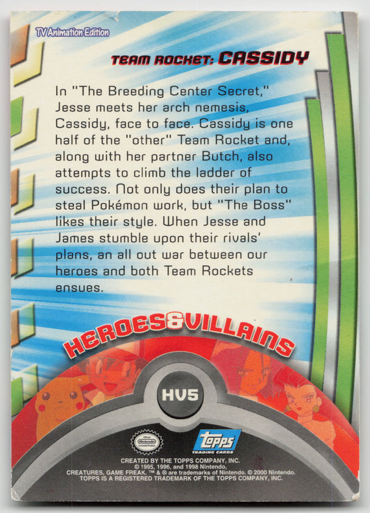 Team Rocket: Cassidy HV5 Topps TV Animation Edition Non-Holo LP (Back)