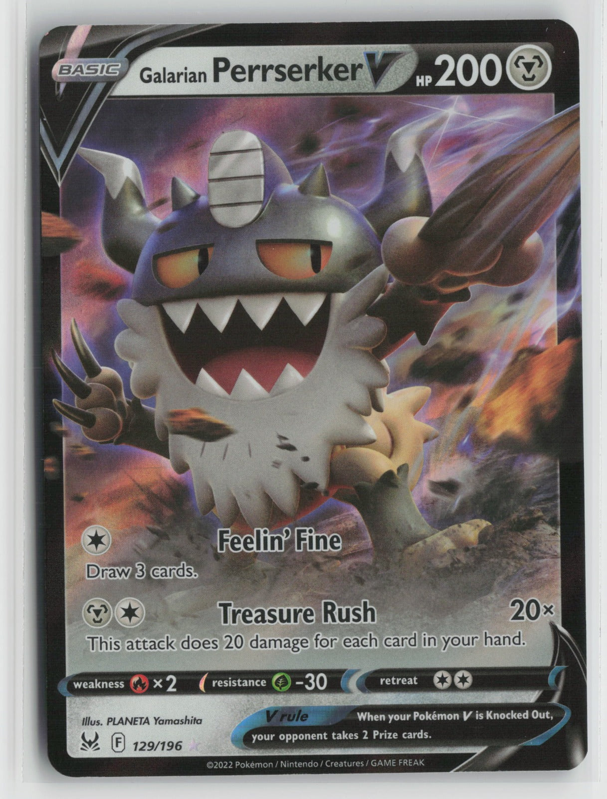Galarian Perrserker V Ultra Rare Holo SWSH11 129/196 NM
