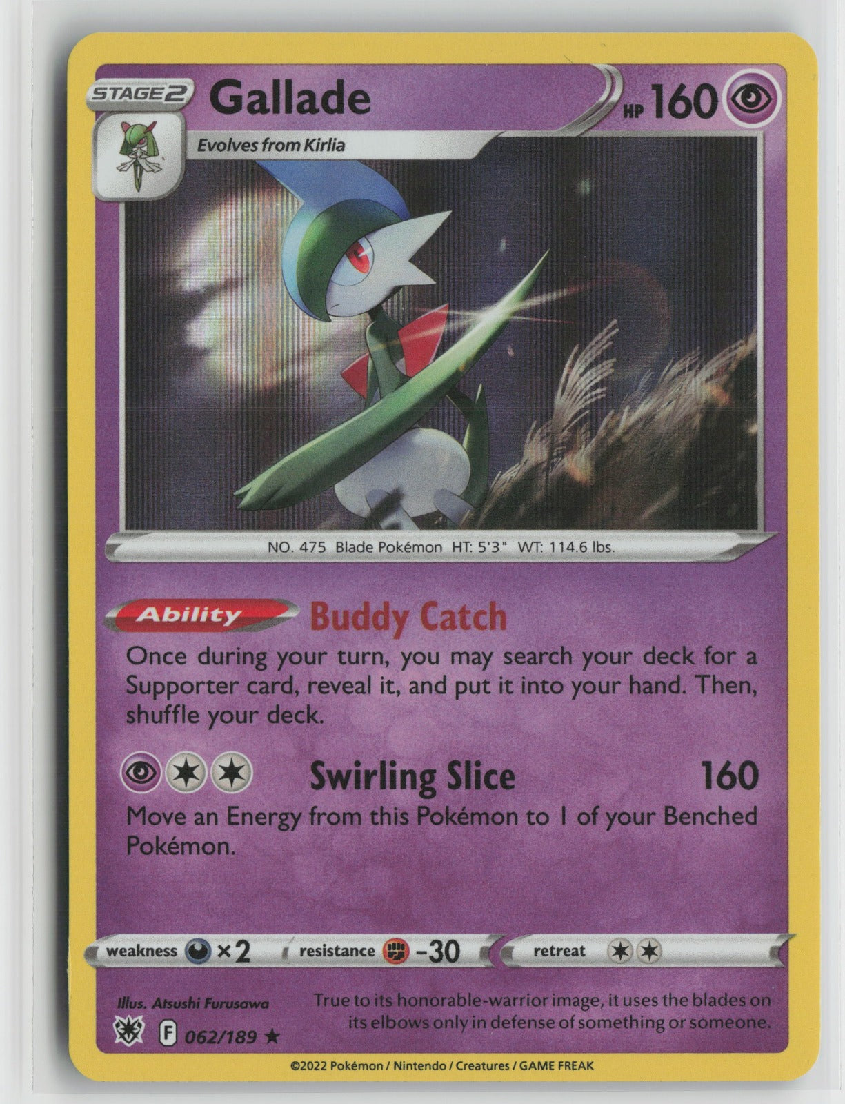 Gallade Holo Rare SWSH10 062/189 NM
