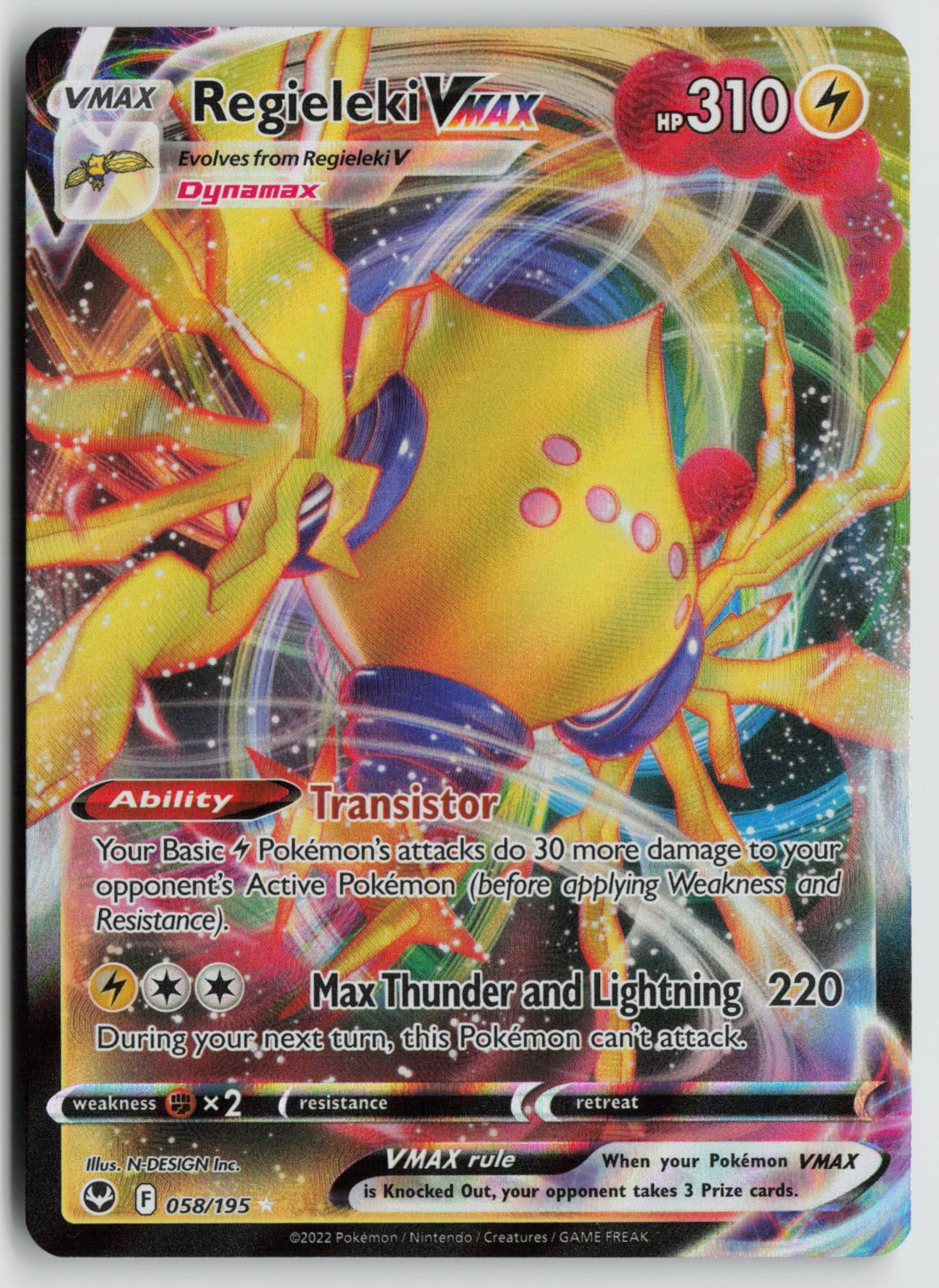 Regieleki VMAX Ultra Rare Holo SWSH12 058/195 NM