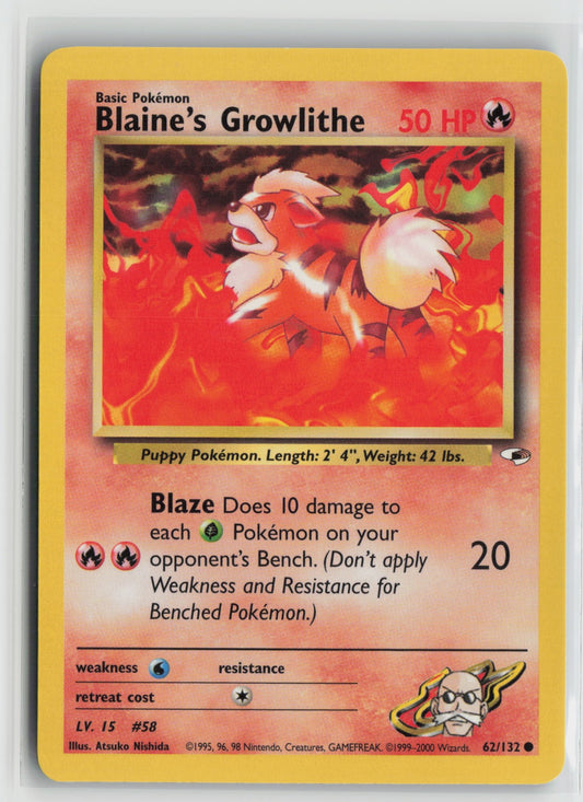 Blaine's Growlithe (62) Common Unlimited G1 062/132 NM