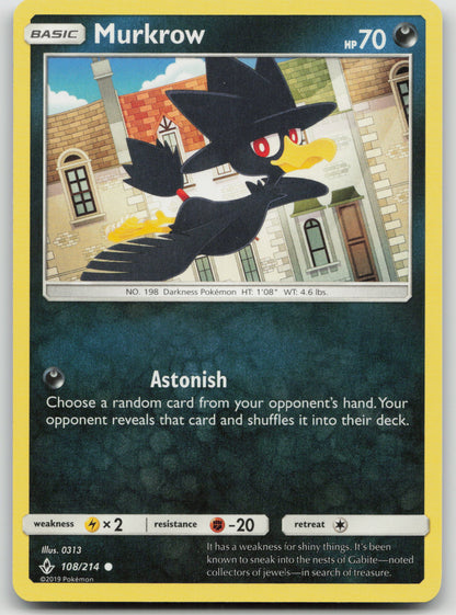 Murkrow Common Normal SM10 108/214 NM