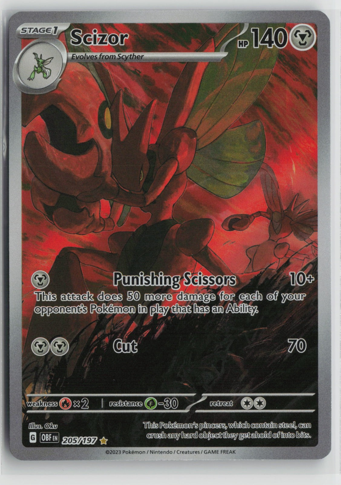 Scizor - Illustration Rare Holo OBF 205/197 NM